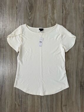NWT - Elegant Cream Women's Top with Tulip Sleeves